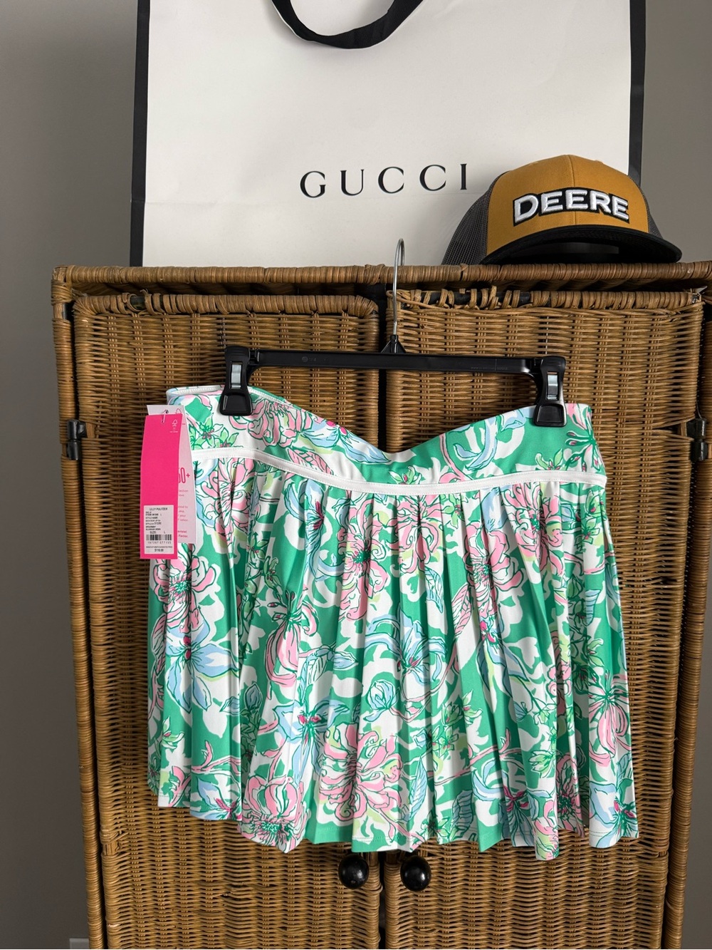 Lilly Pulitzer Green & Pink Floral Pleated Skirt